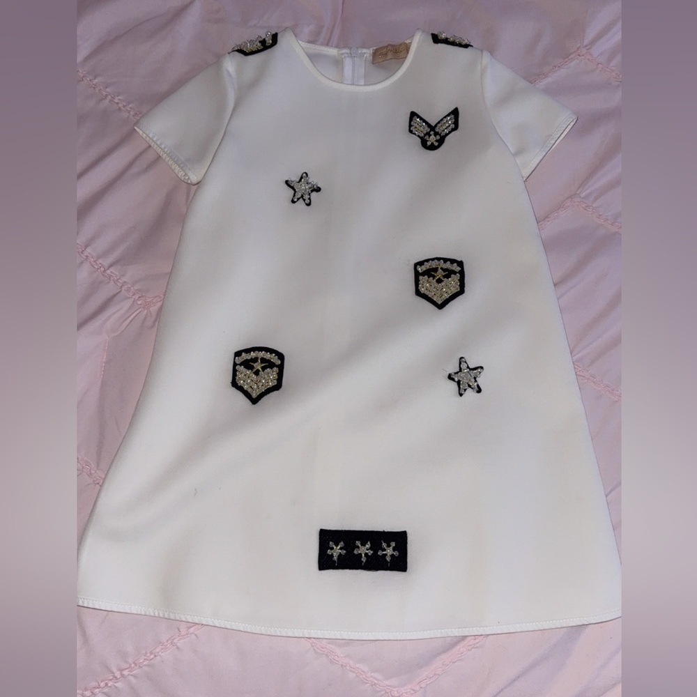 Stylish White Kids Dress with Embellishments